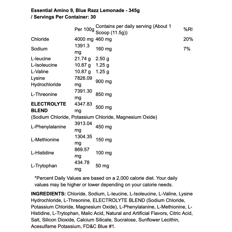 Rule One Essential Amino 9 – Acides aminés essentiels avec électrolytes