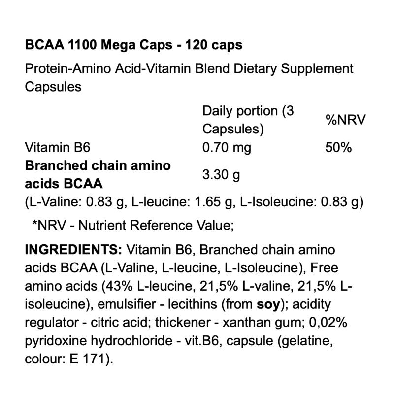 Olimp Nutrition BCAA 1100 Mega Caps – Acides aminés essentiels pour récupération et performance