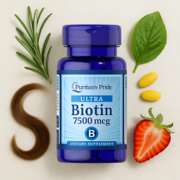 Puritan's Pride Biotin - Santé des cheveux, peau et ongles - 7500 mcg