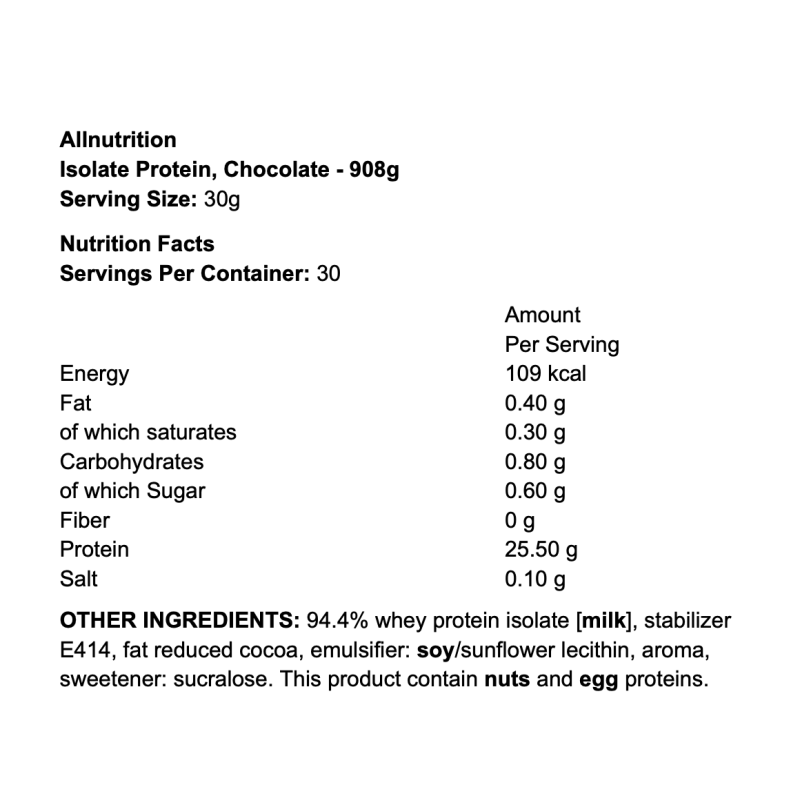Allnutrition Isolate Protein – Protéine isolate pure et rapide